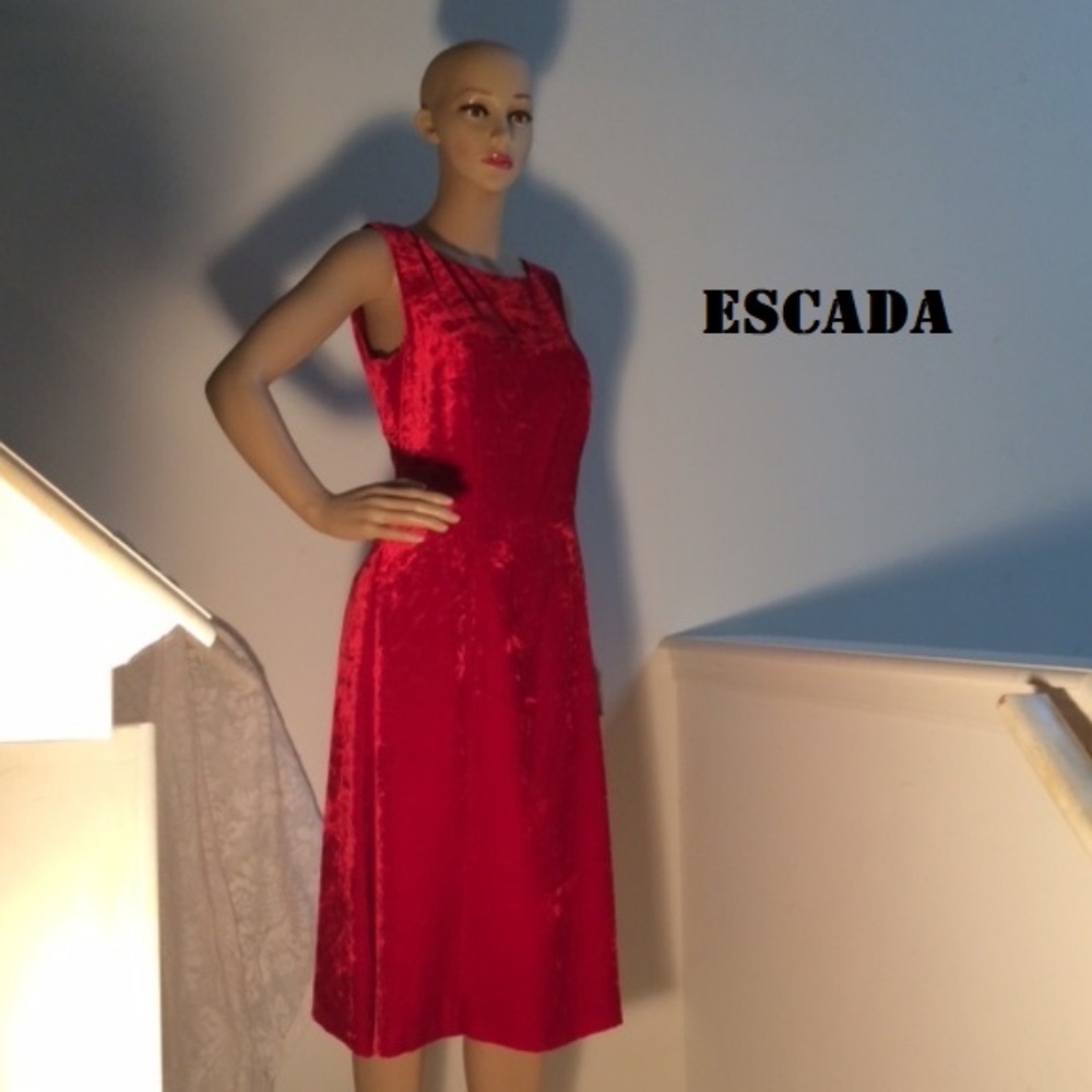 Escada Crushed Velvet Dress NWT 40 - Picture 3 of 10